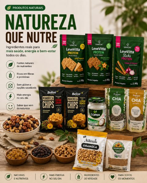 Produtos naturais e orgânicos distribuídos pela Velomed