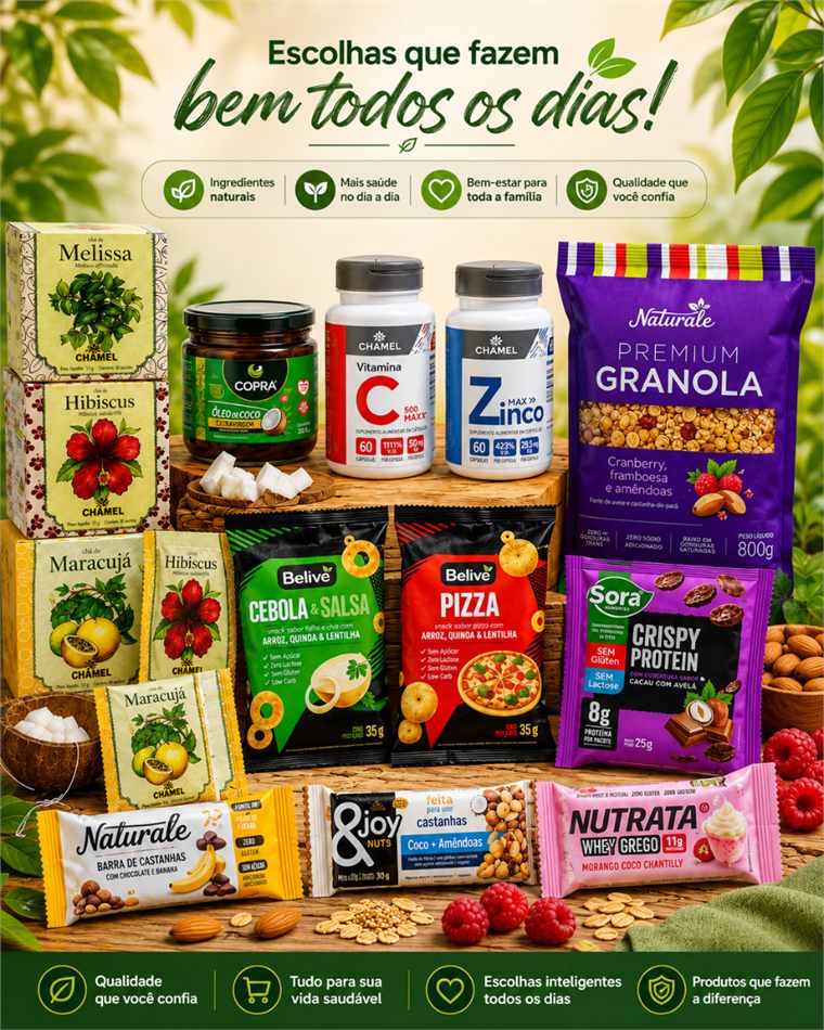 Linha de produtos saudáveis distribuída pela Velomed